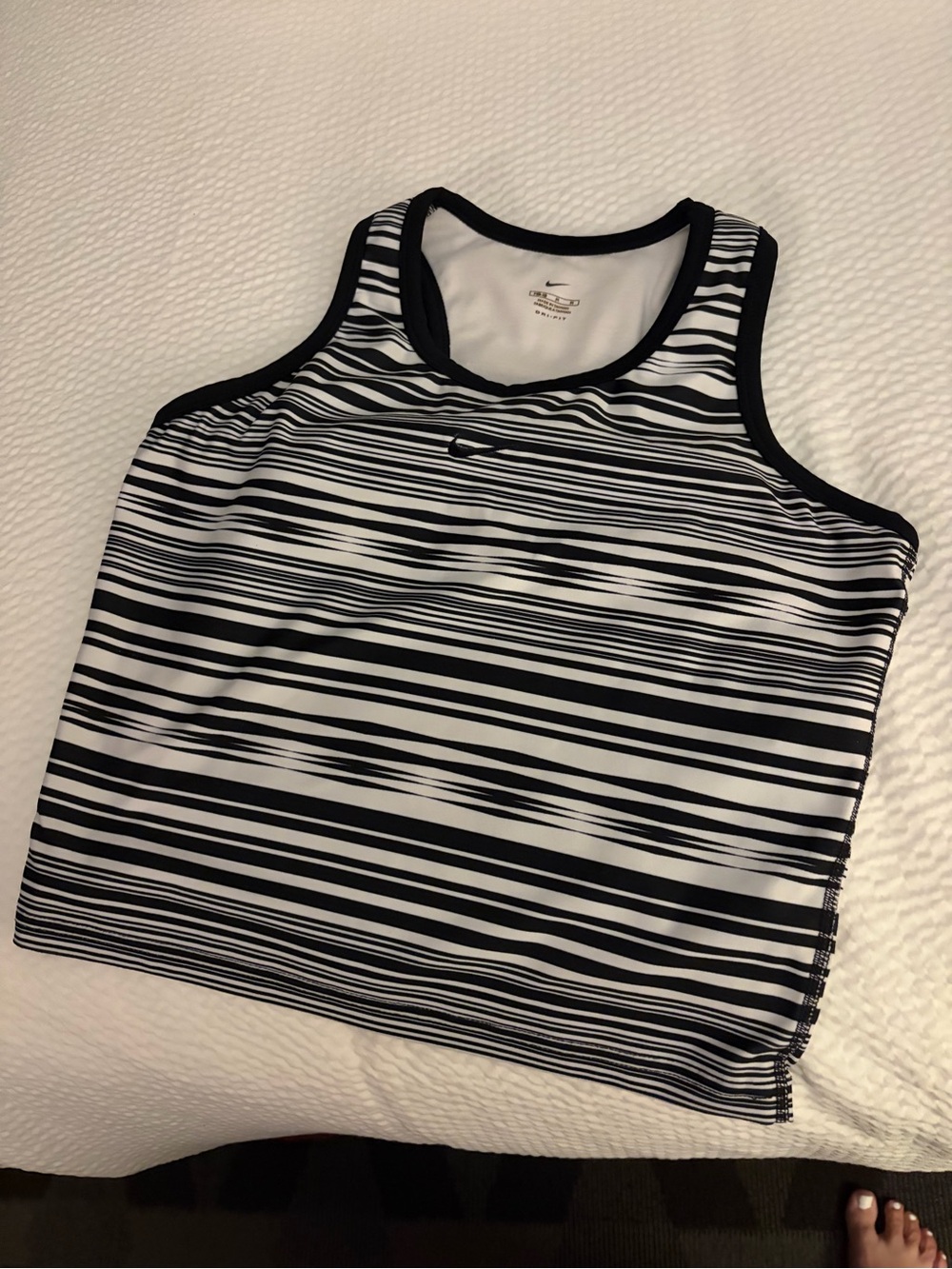 Nike Black and White Stripe Women’s Cropped Tank Top